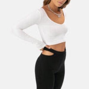 Adika White Long Sleeve Crop Top